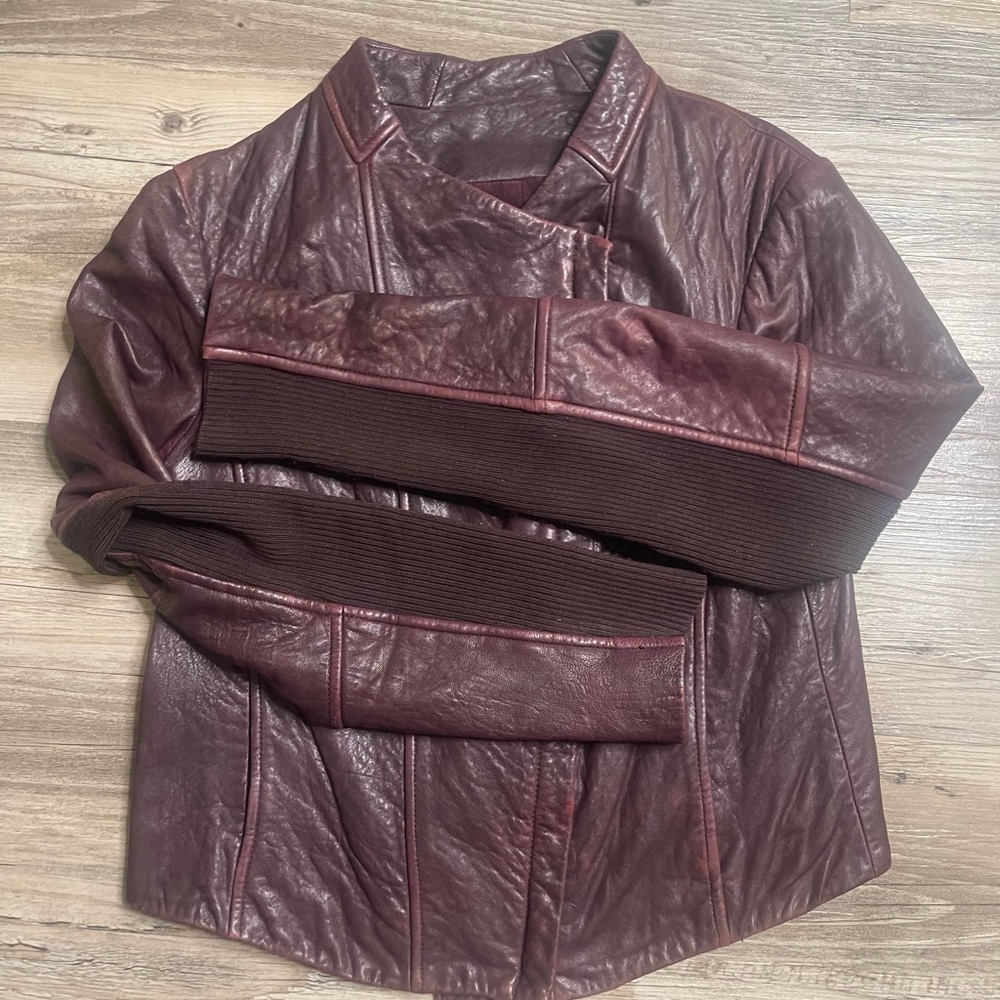 VINCE Cross Cross Asymmetrical Lamb Leather Jacket L
